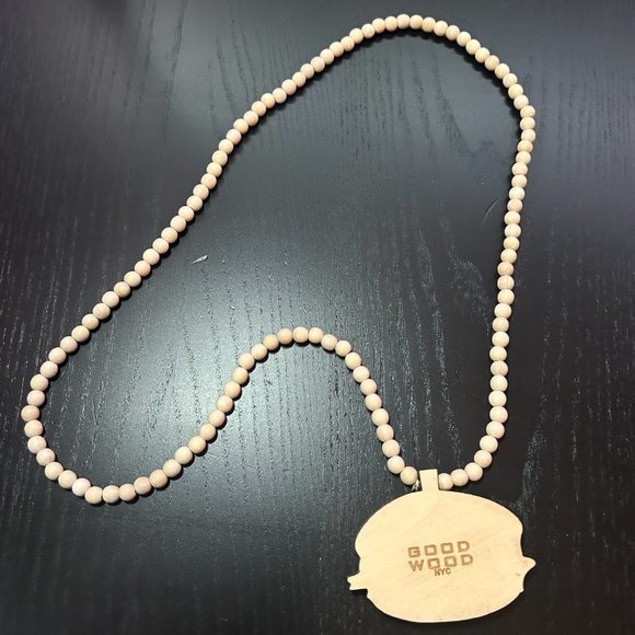 GoodWood NYC Cheeseburger Necklace Wooden Pendant Wooden Beaded - Picture 3 of 4